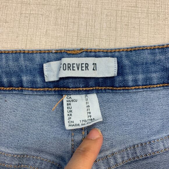 Forever 21 Skinny Jeans Womens 31 Blue Distressed Stretch Denim High Rise Pants - Picture 5 of 10